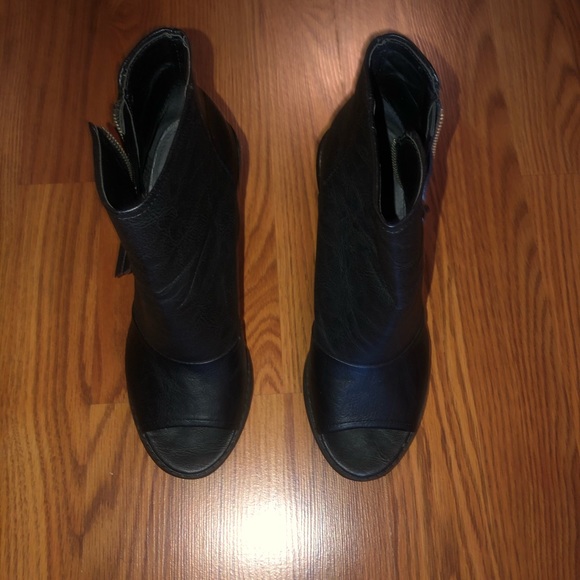 Black Peep Toe Ankle Bootie - Picture 2 of 3